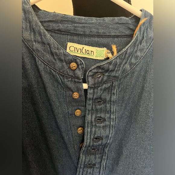 NWT retro Civilian Heritage traditional Irish Grandfather Shirt. M denim - Picture 7 of 16